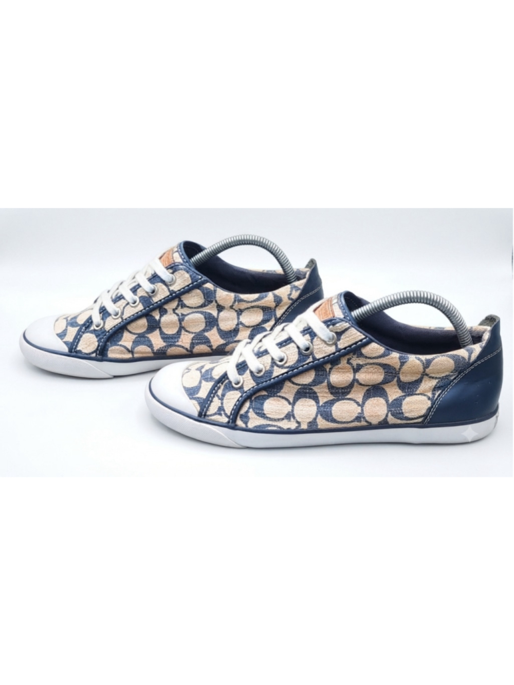 Coach Barrett Blue Denim Signature CC Monogram Sneakers, Women's Size 10B